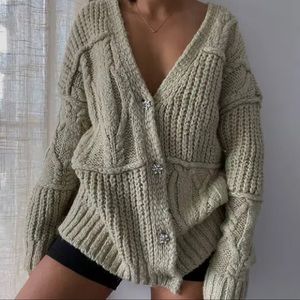 Zara Oversized Cardigan with Crystal Buttons